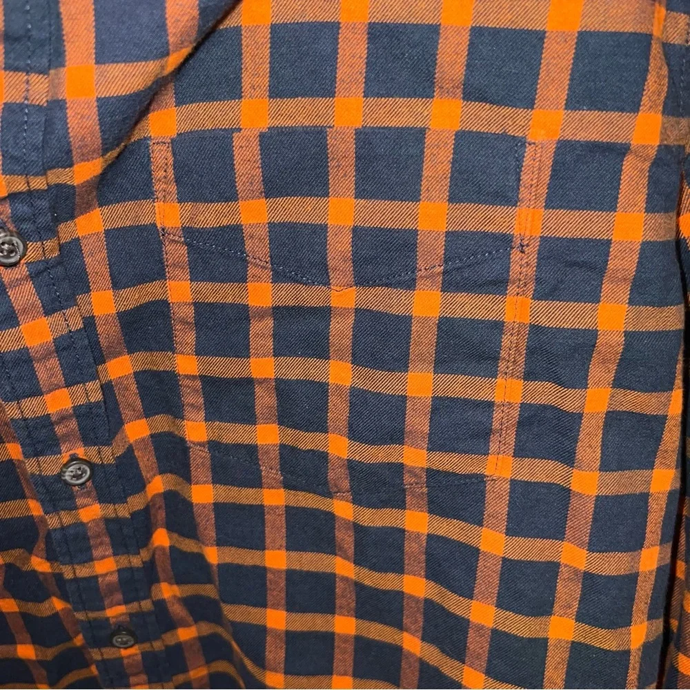 Banana Republic UNTUCKED SLIM-FIT FLANNEL SHIRT orange plaid size large